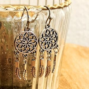 *3 for $20* Boho dream catcher earring/small silver